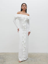 Hope Bardot Ruffle Jersey Maxi Dress - Cream