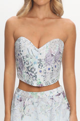 Sazkia Sweetheart Neckline Strapless Top Blue