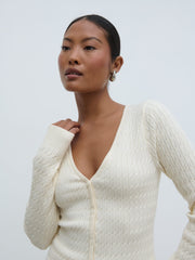 Iliana Cable Knit Cardigan - Cream