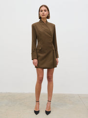Iris Blazer Mini Dress - Khaki Brown