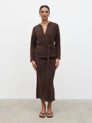 Isabella Fluffy Knit Midaxi Skirt - Chocolate