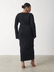 Jacklin Wrap Midaxi Dress Curve - Black