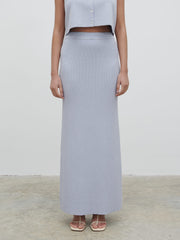 Jasmin Knit Maxi Skirt - Blue Marl