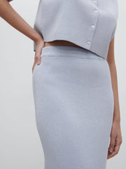 Jasmin Knit Maxi Skirt - Blue Marl