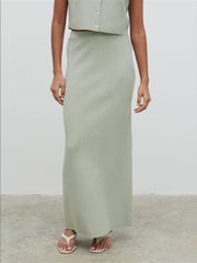 Jasmin Knit Maxi Skirt - Green Marl