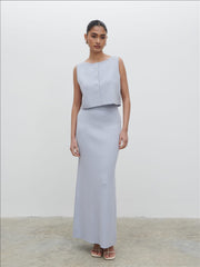 Jasmin Knit Maxi Skirt - Blue Marl