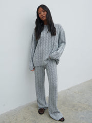 Jayde Cable Knit Jumper - Grey Marl