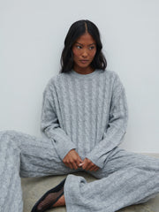 Jayde Cable Knit Jumper - Grey Marl