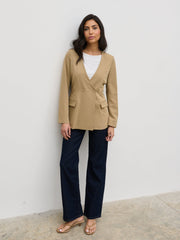 Jean Collarless Blazer - Camel Beige