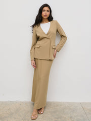 Jean Collarless Blazer - Camel Beige