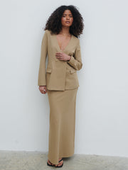 Jean Asymmetric Maxi Skirt - Camel Beige