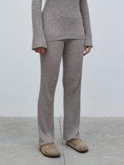 Jessie Ribbed Knit Trousers - Grey Marl