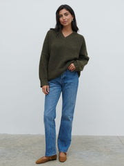 Jovie Oversized Rib Knit Jumper - Dark Olive