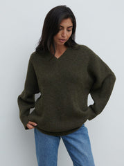 Jovie Oversized Rib Knit Jumper - Dark Olive