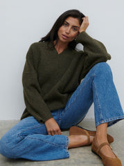 Jovie Oversized Rib Knit Jumper - Dark Olive