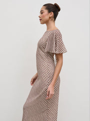 Jules Maxi Dress - Brown and Cream Stripe