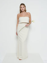 Julia Strapless Crepe Maxi Bridesmaid Dress - Champagne