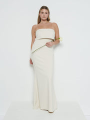 Julia Strapless Crepe Maxi Bridesmaid Dress - Champagne