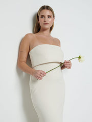Julia Strapless Crepe Maxi Bridesmaid Dress - Champagne
