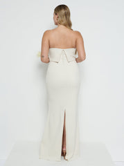 Julia Strapless Crepe Maxi Bridesmaid Dress - Champagne