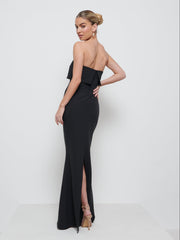 Julia Crepe Maxi Bridesmaid Dress - Black