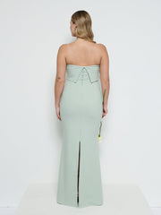 Julia Strapless Crepe Maxi Bridesmaid Dress - Sage