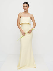Julia Strapless Crepe Maxi Dress - Lemon