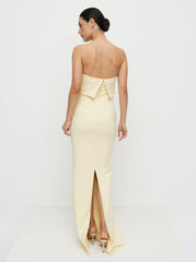 Julia Strapless Crepe Maxi Dress - Lemon