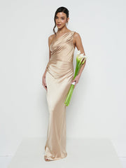 Juliet Ruched Maxi Bridesmaid Dress - Matte Bronze