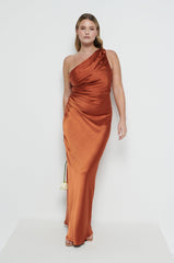 Juliet Ruched Maxi Bridesmaid Dress - Copper