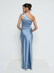 Juliet Ruched Maxi Bridesmaid Dress - Dusty Blue