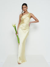 Juliet Ruched Maxi Bridesmaid Dress - Lemon