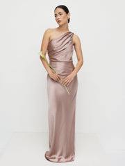 Juliet Ruched Satin Maxi Dress - Amethyst