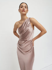 Juliet Ruched Satin Maxi Dress - Amethyst