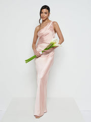 Juliet Ruched Maxi Bridesmaid Dress - Matte True Blush