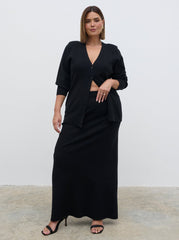 Justine Rib Knit Maxi Skirt Curve - Black