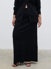 Justine Rib Knit Maxi Skirt Curve - Black