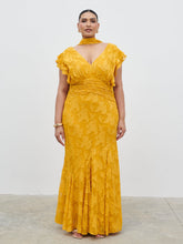 Katelynn Frill Jacquard Maxi Dress Curve - Yellow Ochre