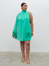 Keeley One Shoulder Mini Dress Curve - Jade Green