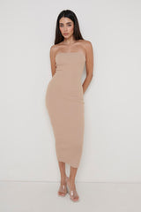 Keira Bandeau Midaxi Knit Dress - Beige