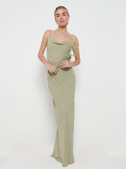 Keisha Chiffon Maxi Bridesmaid Dress - Olive
