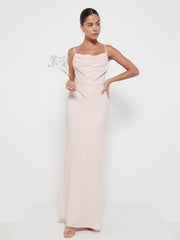 Keisha Cowl Neck Maxi Bridesmaid Dress - Blush