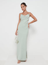 Keisha Cowl Neck Maxi Bridesmaid Dress - Sage