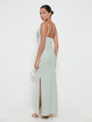 Keisha Cowl Neck Maxi Bridesmaid Dress - Sage