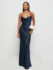 Matte Recycled Satin Navy Bridesmaid Swatch
