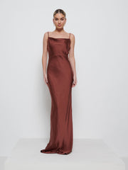 Keisha Maxi Bridesmaid Dress - Matte Mahogany