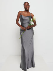 Matte Satin Slate Grey Bridesmaid Swatch