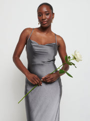 Keisha Maxi Bridesmaid Dress - Matte Slate Grey