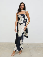 Keisha Scarf Maxi Dress - Large Scale Monochrome Floral