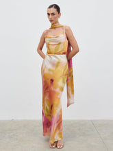 Keisha Scarf Maxi Dress - Pink and Yellow Ochre Floral